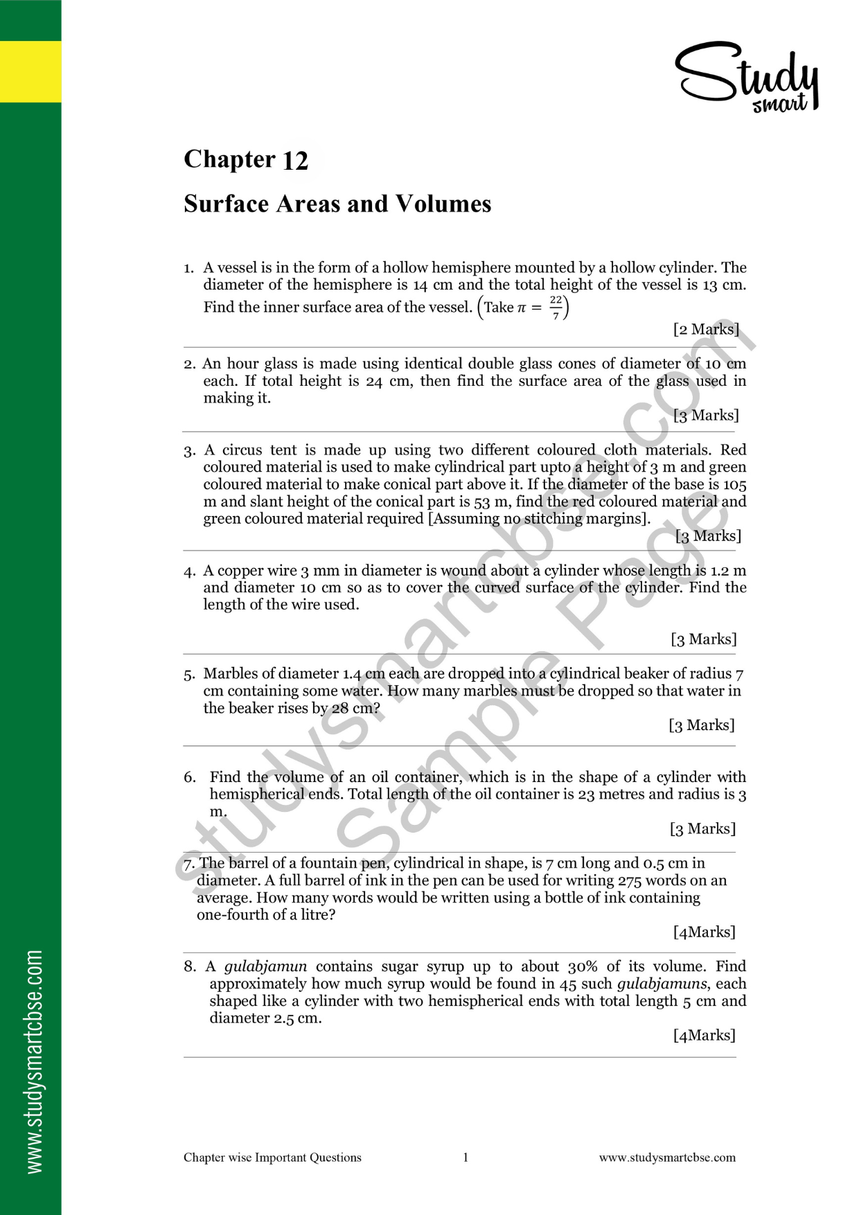 12. Surface Areas and Volumes