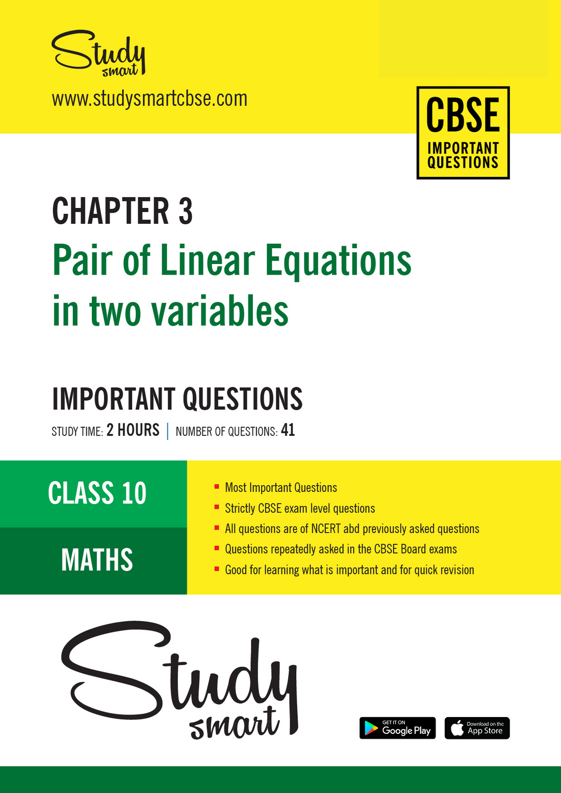 Class 10 Maths Chapter 3 Pair of Linear Equations in two variables Most ...