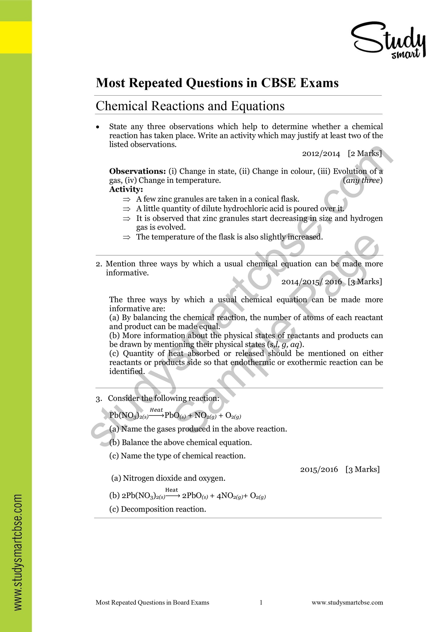 CBSE Most Repeated Questions in Science Class 10  (2025 - 2026)