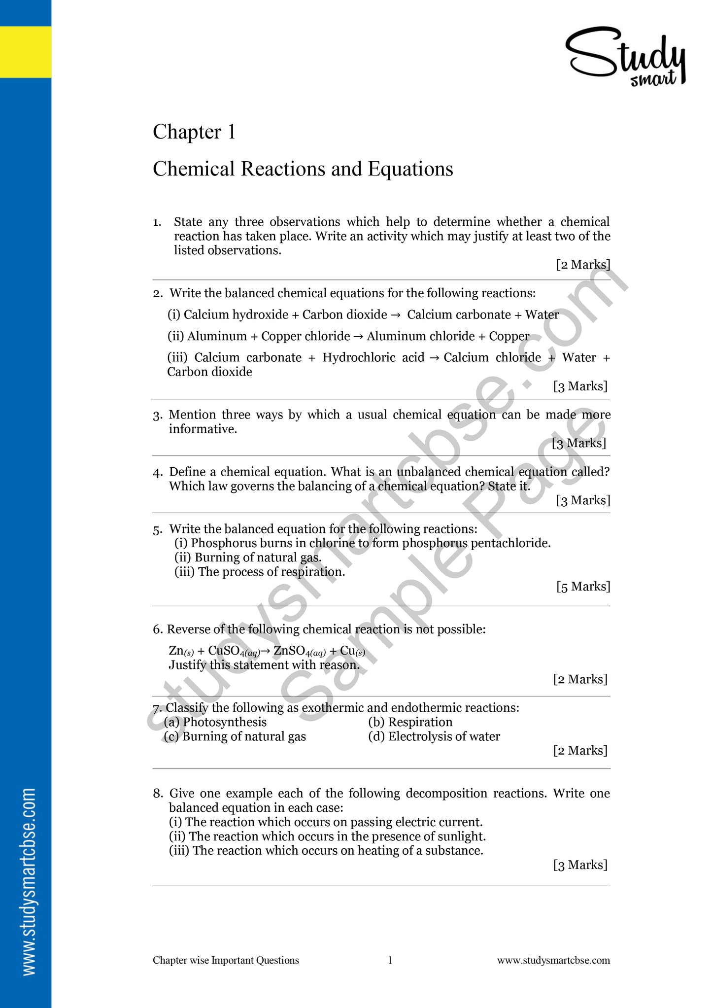 01. CHEMICAL REACTIONS AND EQUATION
