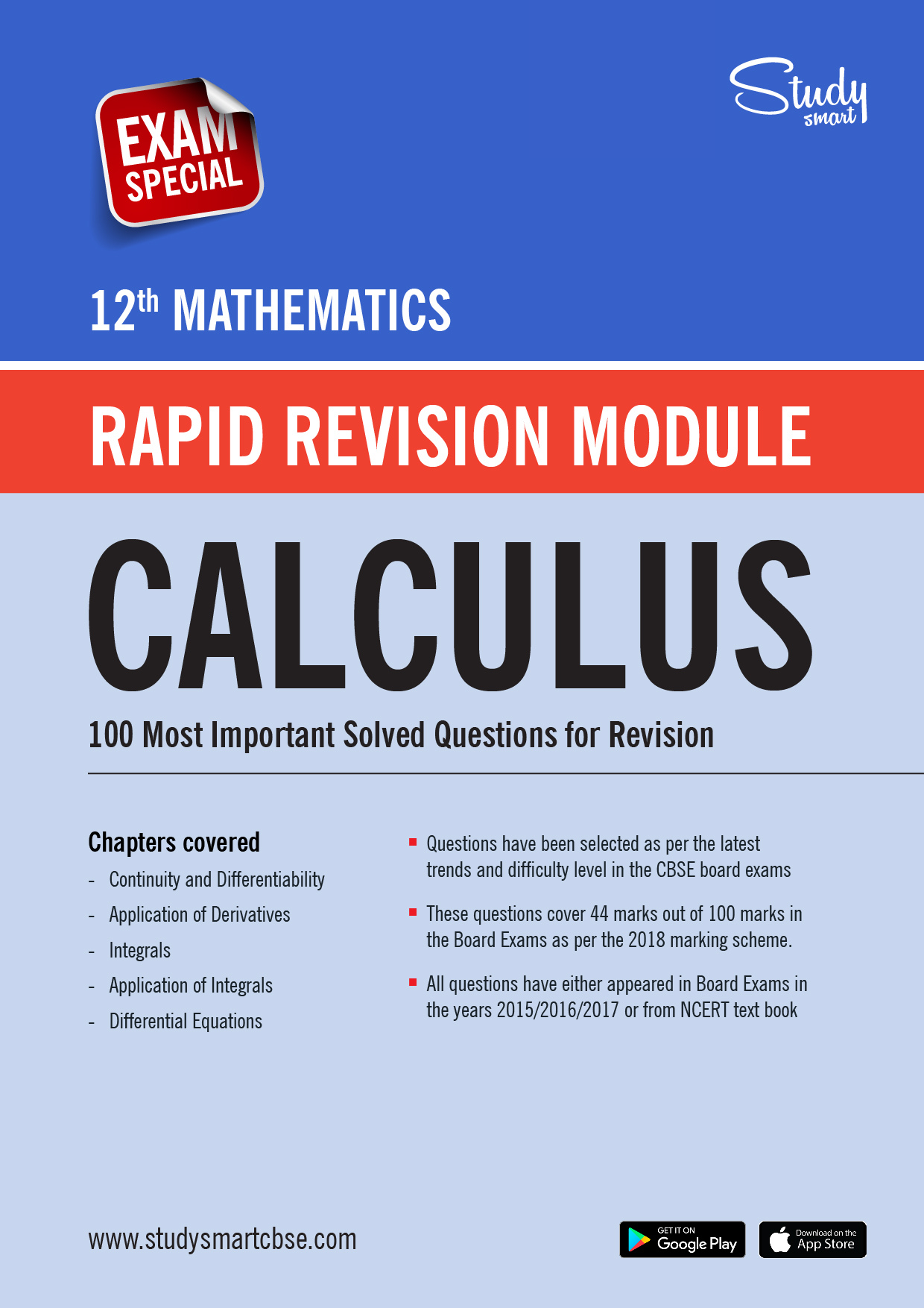 CBSE 12th Maths Calculus Most Important Questions With Solutions (2025 - 2026)