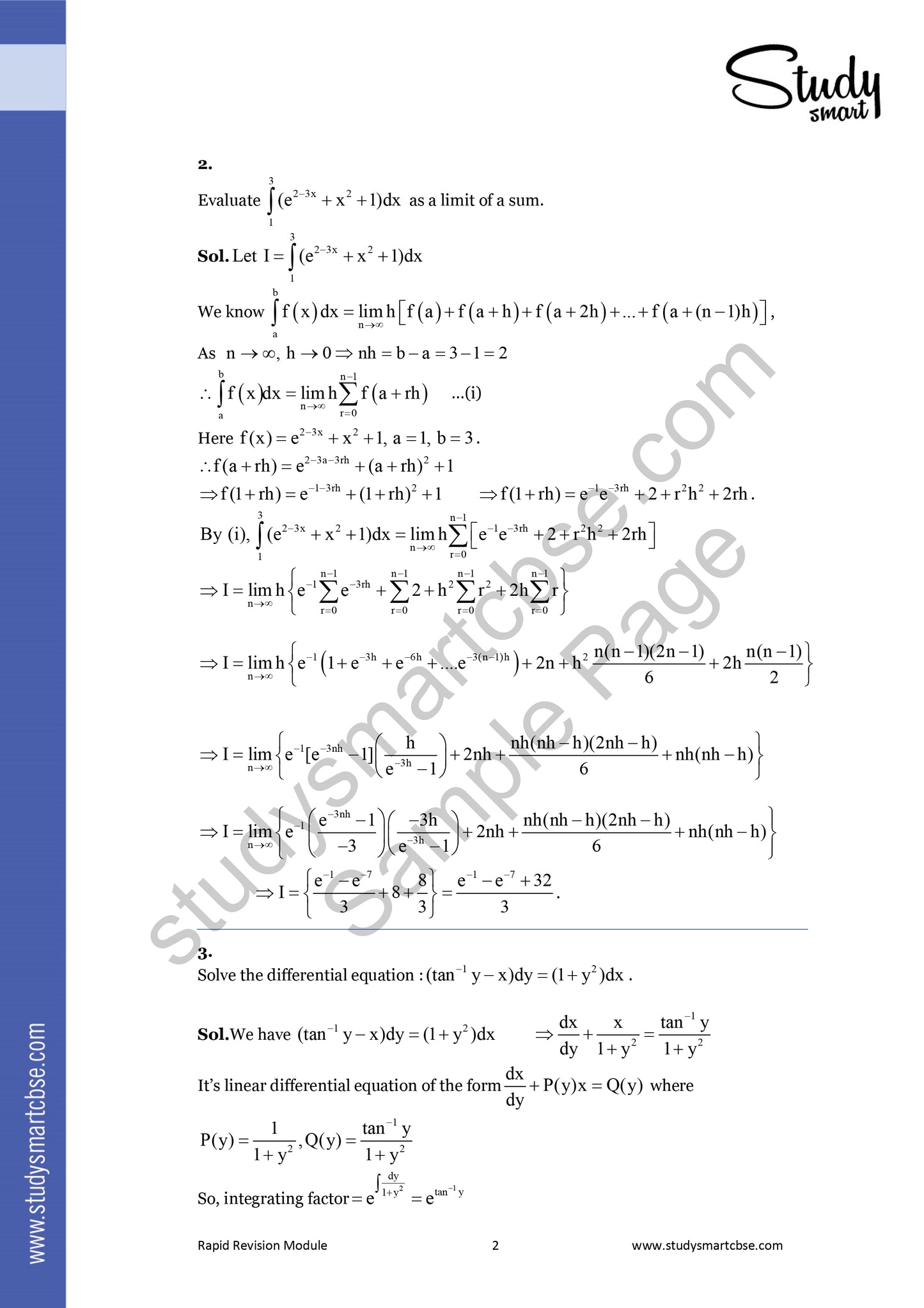 CBSE 12th Maths Calculus Most Important Questions With Solutions (2025 - 2026)