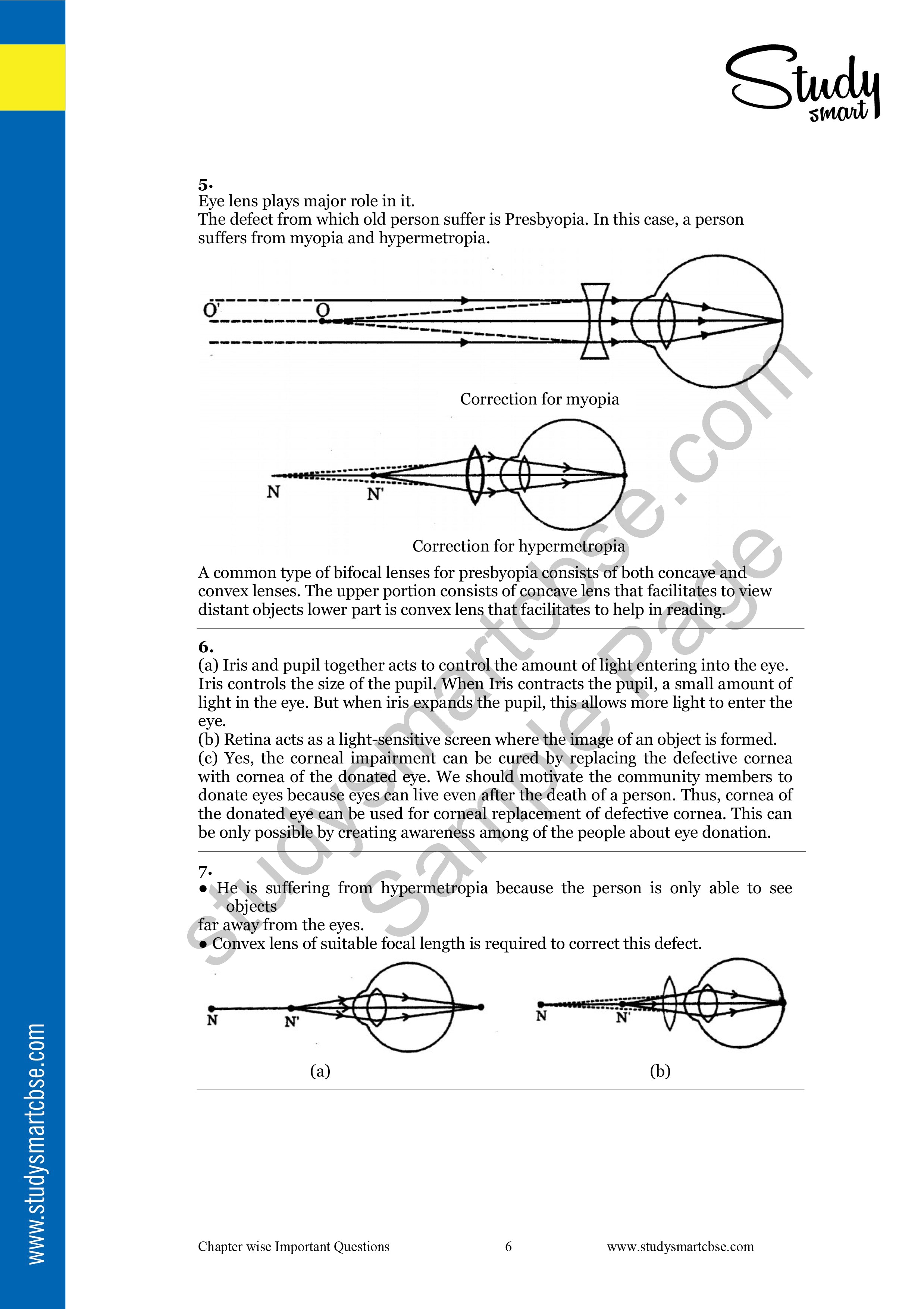Class 10 Science Chapter 10 The Human Eye and the Colourful World Most Important Questions