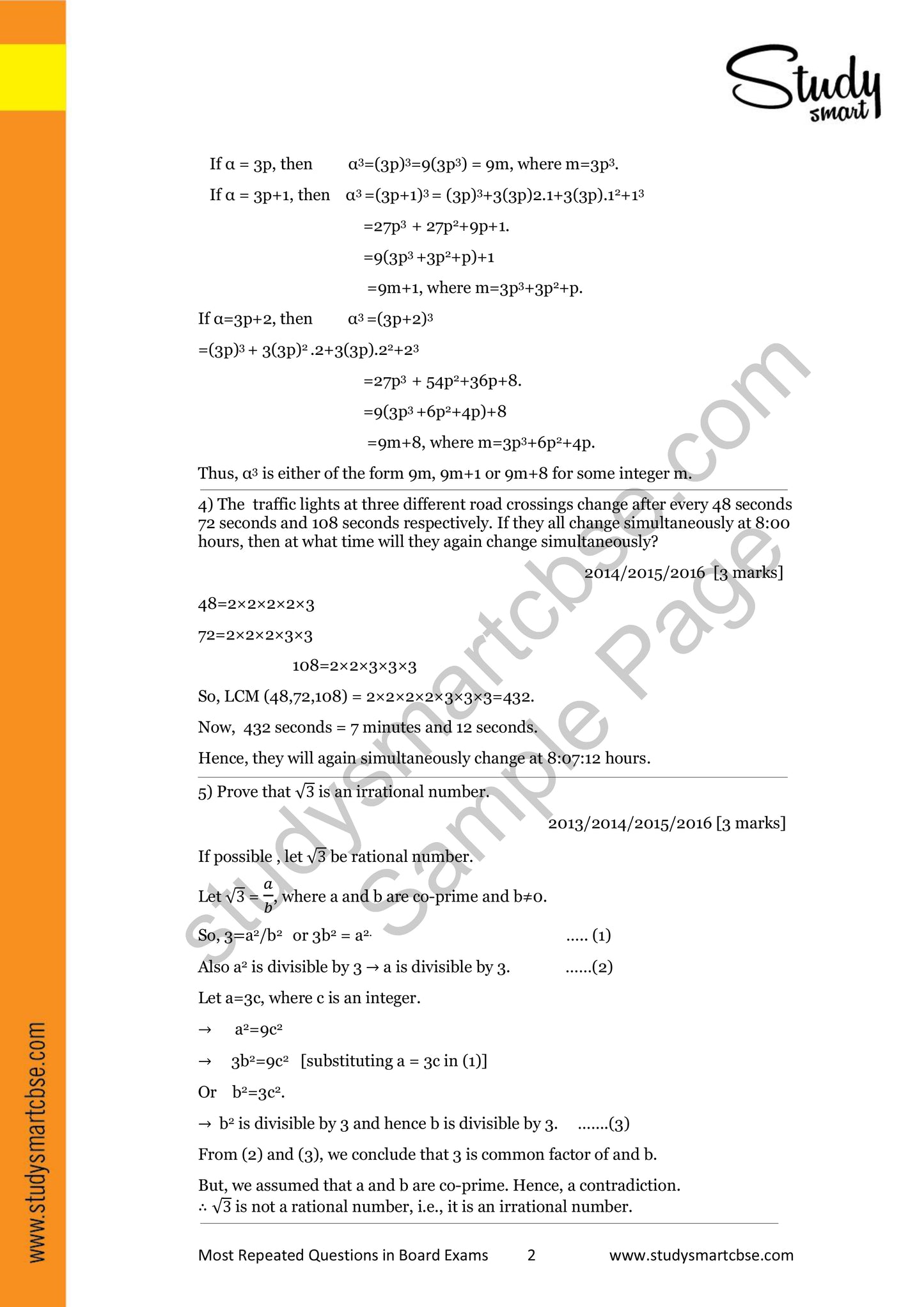 124 Most Repeated Questions in CBSE Exams (Chapterwise) - Class 10 Maths